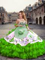 Green Lace Up Sweetheart Embroidery and Ruffled Layers Quinceanera Gowns Organza Sleeveless