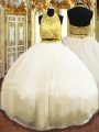 Sweet Beading Quinceanera Gowns Champagne Zipper Sleeveless Floor Length