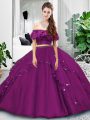 Classical Sleeveless Floor Length Lace and Ruffles Lace Up 15 Quinceanera Dress with Eggplant Purple