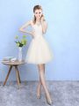 Unique Lace Court Dresses for Sweet 16 Champagne Lace Up Sleeveless Knee Length