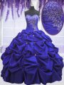 Gorgeous Navy Blue Sleeveless Floor Length Beading and Pick Ups Lace Up Quinceanera Dresses