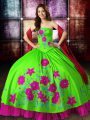 Multi-color Lace Up Sweet 16 Dresses Embroidery Sleeveless Floor Length