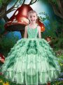 Unique Apple Green Straps Neckline Beading and Ruffles and Ruffled Layers Pageant Dress Wholesale Sleeveless Lace Up