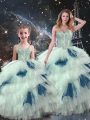 Elegant Multi-color Ball Gowns Beading and Ruffled Layers Sweet 16 Quinceanera Dress Lace Up Organza Sleeveless Floor Length