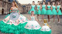 High Class Turquoise Sleeveless Organza Lace Up Sweet 16 Dresses for Military Ball and Sweet 16 and Quinceanera