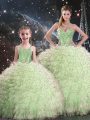 Sweet 16 Dresses Military Ball and Sweet 16 and Quinceanera with Beading and Ruffles Sweetheart Sleeveless Lace Up