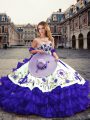 Elegant Embroidery and Ruffled Layers 15 Quinceanera Dress Purple Lace Up Sleeveless Floor Length