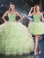 Modern Sweetheart Lace Up Beading and Ruffles Sweet 16 Dresses Sleeveless