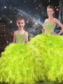 Floor Length Ball Gowns Sleeveless Yellow Green Vestidos de Quinceanera Lace Up