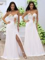 Floor Length White Dress for Prom Sweetheart Sleeveless Zipper