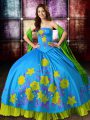 Nice Ball Gowns Sweet 16 Quinceanera Dress Multi-color Strapless Satin Sleeveless Floor Length Lace Up