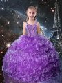 Straps Sleeveless Lace Up Winning Pageant Gowns Eggplant Purple Organza