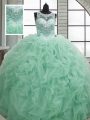 Fabulous Floor Length Ball Gowns Sleeveless Apple Green Quinceanera Dress Lace Up