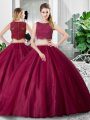 Inexpensive Sleeveless Lace and Ruching Zipper Quinceanera Dress