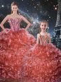 On Sale Sleeveless Beading and Ruffles Lace Up Quince Ball Gowns