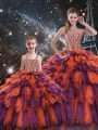 Delicate Multi-color Sweetheart Neckline Beading and Ruffles and Ruffled Layers 15th Birthday Dress Sleeveless Lace Up