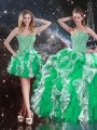 Multi-color Ball Gowns Organza Sweetheart Sleeveless Ruffles Floor Length Lace Up Sweet 16 Dresses