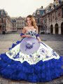 Flirting Floor Length Royal Blue 15th Birthday Dress Sweetheart Sleeveless Lace Up