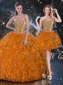 Designer Rust Red Sweetheart Lace Up Beading and Ruffles Sweet 16 Dresses Sleeveless