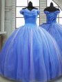 Tulle Sleeveless Vestidos de Quinceanera Brush Train and Pick Ups