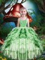 Adorable Floor Length Ball Gowns Sleeveless Apple Green Pageant Dress Wholesale Lace Up