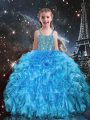 Cheap Sleeveless Lace Up Floor Length Beading and Ruffles Pageant Dress Wholesale