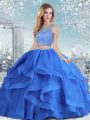 Long Sleeves Clasp Handle Floor Length Beading and Ruffles Quinceanera Dresses