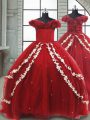 Simple Wine Red Sleeveless Brush Train Appliques Little Girl Pageant Dress