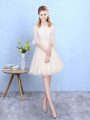 Champagne Dama Dress Wedding Party with Lace Off The Shoulder Half Sleeves Lace Up