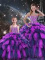 Multi-color Sleeveless Beading and Ruffles and Ruffled Layers Floor Length 15th Birthday Dress