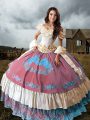 Fashion Ball Gowns Sleeveless Multi-color Sweet 16 Dresses Brush Train Lace Up