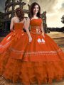 Custom Design Ball Gowns Sweet 16 Dresses Rust Red Strapless Taffeta Sleeveless Floor Length Zipper