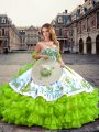 Ball Gowns Embroidery and Ruffled Layers Quinceanera Dresses Lace Up Organza Sleeveless Floor Length