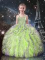Noble Yellow Green Straps Neckline Beading and Ruffles Pageant Dresses Sleeveless Lace Up