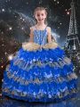 Romantic Sleeveless Beading and Ruffled Layers Lace Up Kids Formal Wear