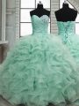 Comfortable Sweetheart Sleeveless Organza Sweet 16 Dress Beading and Ruffles Lace Up