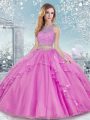On Sale Beading and Lace Sweet 16 Dress Lilac Clasp Handle Sleeveless Floor Length