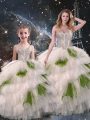 Pretty Sleeveless Floor Length Beading and Ruffled Layers Lace Up Quinceanera Dresses with Multi-color