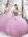 Captivating Lilac Sleeveless Beading Lace Up Quinceanera Dresses
