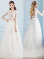 Sweet White Two Pieces Lace Wedding Dress Zipper Tulle Half Sleeves
