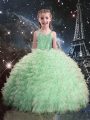 Luxury Sleeveless Beading and Ruffles Lace Up Kids Pageant Dress
