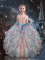 Captivating Sleeveless Beading and Ruffles Lace Up Kids Pageant Dress