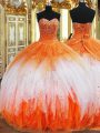 Beautiful Multi-color Ball Gowns Beading and Ruffles Quinceanera Gowns Lace Up Organza Sleeveless Floor Length