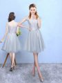 Top Selling Cap Sleeves Lace Up Knee Length Lace Wedding Guest Dresses