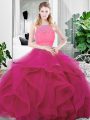 Floor Length Two Pieces Sleeveless Fuchsia Sweet 16 Dresses Zipper