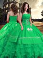 Perfect Green Strapless Zipper Embroidery and Ruffled Layers Quinceanera Gown Sleeveless