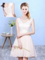 Sophisticated Champagne Lace Up V-neck Ruching Court Dresses for Sweet 16 Chiffon Sleeveless