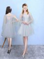 Square Half Sleeves Tulle Wedding Guest Dresses Lace Lace Up