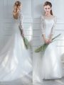Fantastic Mermaid Long Sleeves White Wedding Gowns Court Train Lace Up