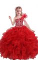 Sleeveless Beading and Ruffles Lace Up Child Pageant Dress